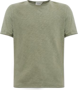 American Vintage Sonoma T-shirt met rafelrand - Heren - T-shirts - Groen - L - Katoen - Tops