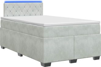 vidaXL Cama Con Base Tapizada, Colch&oacute;n Y Luz Led Gris Claro Vidaxl