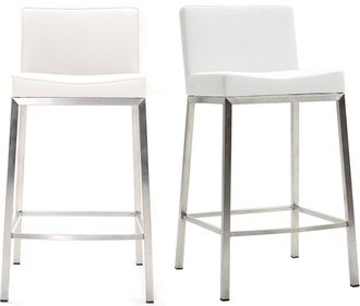Miliboo Miliboo - Taburete Dise&ntilde;o 66cm Blanco Lote De 2 Epsilon