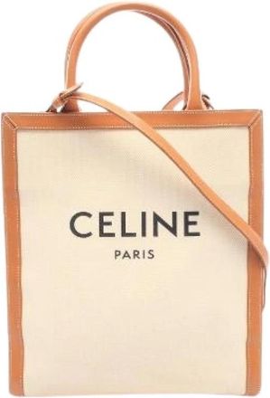 Celine Pre-owned Small Vertical Cabas 2way Tote Bag - Dames - Vintage Shopper - Beige - ONE Size - Leer - Vintage