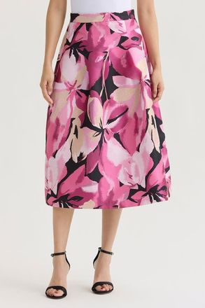 Ming Wang x Family Savvy Fit-N-Flare Tie-Waist Woven Maxi Dress in Carmine Rose/pink at Nordstrom, Size X-Small