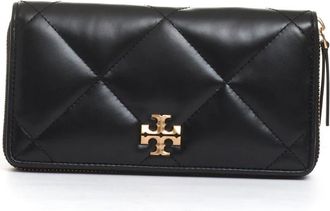 Tory Burch Zip Continental Wallet - Dames - Portefeuilles - Zwart - ONE Size - Leer - Accessoires