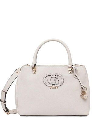 Guess Co logo-patch charm-detail crossbody bag - women - Polyurethane - One Size - White