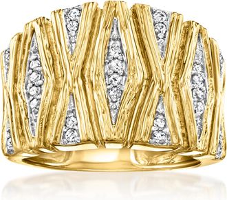 Ross-Simons Diamond X-Pattern Ring in 18kt Gold Over Sterling