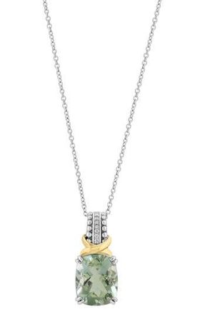Effy Sterling Silver & 14K Gold Green Quartz & Diamond Pendant Necklace at Nordstrom Rack, Size 18