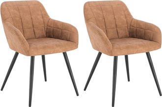 Woltu Woltu 2 X Sillas De Comedor Nordicas Estilo Vintage Juego De 2 Silla De Cocina Silla Tapizada Con Reposabrazos Tapizadas Tela Estructura De Metal Marr