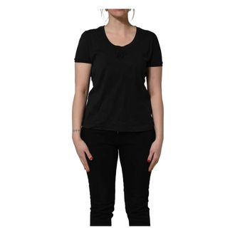Dolce & Gabbana T-Shirts, female, Black, Size: M Short-Sleeve Crew Neck T-shirt