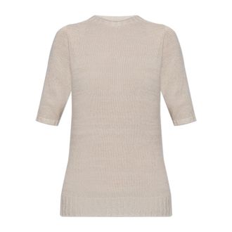 Fabiana Filippi Turtleneck met lurexdraad - Dames - Ronde hals truien - Beige - L - Wol - Truien & Vesten