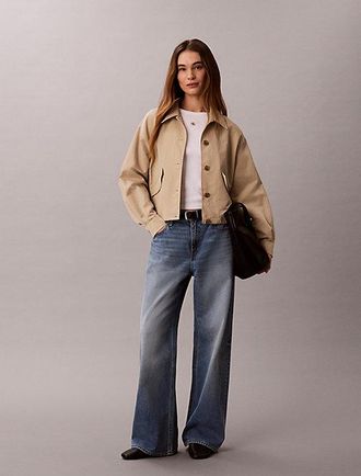 Calvin Klein Short Nylon Twill Trench Jacket