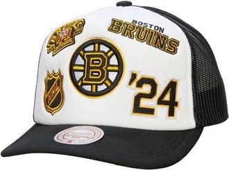 Mitchell & Ness Mens Mitchell & Ness White/Black Boston Bruins Gridlock Trucker Adjustable Hat at Nordstrom