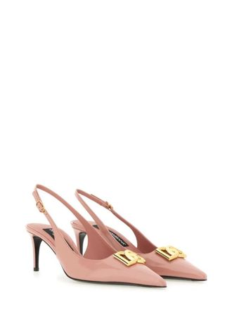Dolce & Gabbana Hohe Schuhe - Pointed Toe Leather Slingback - Gr. 36 (EU) - in Rosa - f&uuml;r Damen