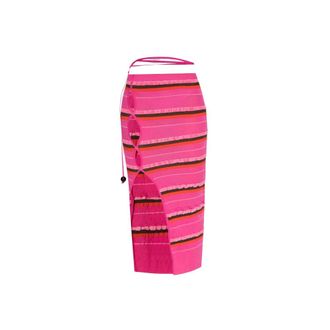 Jacquemus Rokken, Dames, Roze, XS, Gestreeepte Geribbelde Midi-rok