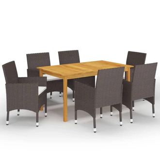 Berkfield Home 7 Piece Garden Dining Set with Cushions Brown