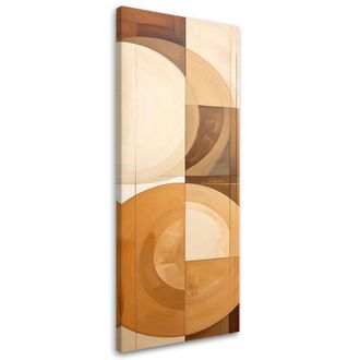 Feeby Cuadro Sobre Lienzo, C&iacute;rculos Geom&eacute;tricos En Tonos Beige, 40x120