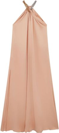 Stella McCartney chain link-detail halterneck gown - women - Acetate - 42 - Neutrals