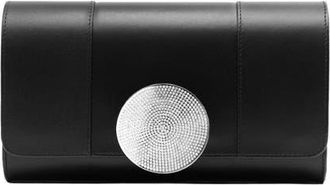 Perrin Paris Le Disque Strass Clutch in Black W/Clear Strass at Nordstrom
