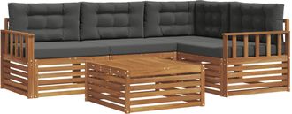 vidaXL Conjunto De Sof&aacute;s De Exterior 5 Uds. Natural Y Antracita Vidaxl
