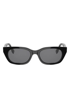 Fendi Forever Fendi 51mm Cat Eye Sunglasses in Shiny Black /Smoke at Nordstrom