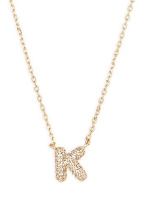 BP. Pav&eacute; Crystal Initial Necklace in K- 14K Gold Dipped at Nordstrom Rack