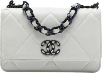 Chanel Pre-owned Quilted Card Holder - Dames - Vintage Schoudertas - Wit - ONE Size - Leer - Vintage