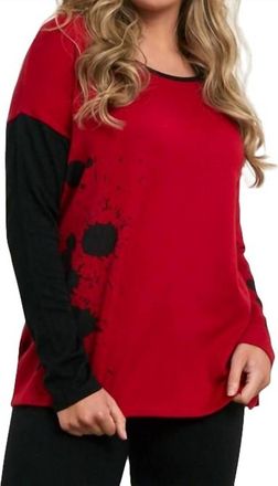 Angel Splatter Color Block Crew Sweater In Fire Combo