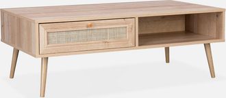 Sweeek Sweeek - Mesa De Centro Estilo Escandinavo De Ca&ntilde;a, Boheme, Natural, 110x59x39 Cm