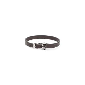 Valentino Garavani Oak Brown Calf Leather Ovalette Bracelet-Uomo