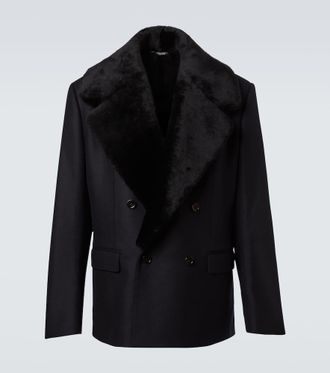 Dolce & Gabbana Shearling-trimmed virgin wool blazer