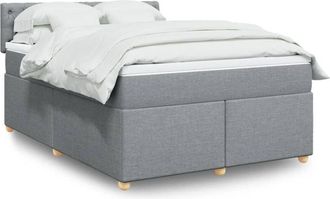 vidaXL Vidaxl - Cama Box Spring Con Colch&oacute;n Tela Gris Claro 160x200 Cm