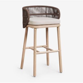 Sklum Pack di 4 sgabelli alti in legno di acacia e corda intrecciata Capri SKLUM