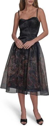 BCBGeneration Paisley Organza Bustier Midi Dress in City Indigo Multi at Nordstrom Rack, Size 12