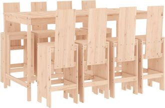 vidaXL 9 Piece Garden Bar Set Solid Wood Pine Vidaxl