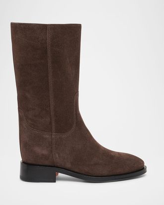 Santoni 50mm Suede Mid-Calf Boots