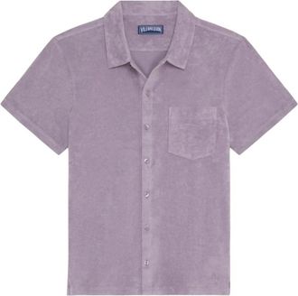 Vilebrequin Terry Bowling Shirt - Heren - Korte mouwen Overhemden - Paars - XL - Katoen - Overhemden