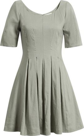 Nordstrom Scoop Neck Linen Blend Dress in Green Chaparral at Nordstrom, Size Xx-Large