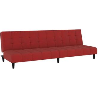 vidaXL Sof&aacute; Cama De 2 Plazas Terciopelo Color Vino Tinto Vidaxl