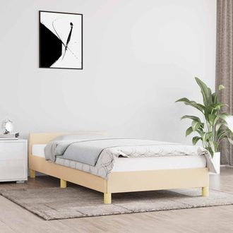 vidaXL Vidaxl - Estructura De Cama Con Cabecero Sin Colch&oacute;n Tela Crema 90x200cm