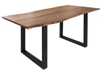 Massivmoebel24 Freeform 3 Tavolo Da Pranzo In Legno Di Acacia - Laccato Natur /gambe In Ferro - Antracite Mat 200x100x76