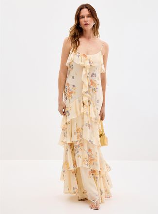 Lauren Ralph Lauren Womens Floral breeze long ruffled dress