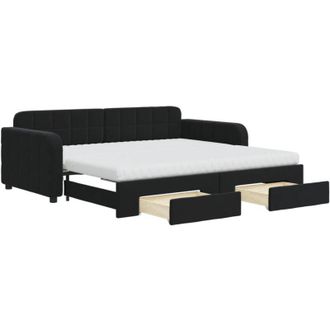 vidaXL Vidaxl - Sof&aacute; Cama Nido Con Cajones Terciopelo Negro 90x190 Cm