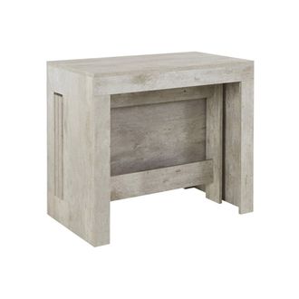 Dmora Mesa De Comedor Moderna, Made In Italy, Consola Extensible Hasta 12 Asientos, Con Soporte De Extensi&oacute;n, 51x90h77 Cm (hasta 300 Cm) Color Cemento, Con 