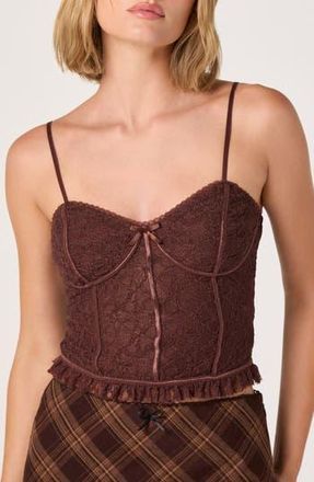ASTR the Label Lace Bustier Crop Camisole in Brown at Nordstrom Rack, Size X-Large