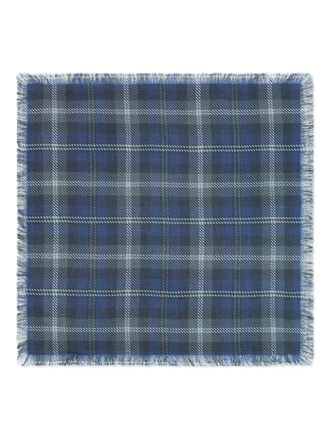 Eric Bompard Geruite sjaal met franje - Blauw