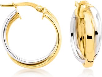 RS Pure by Ross-Simons Italian 18kt Gold Over Sterling and Sterling Silver Double-Row Hoop Earrings
