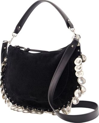 Isabel Marant Womens Pearl-Embellished Calfskin Crossbody Bag Black