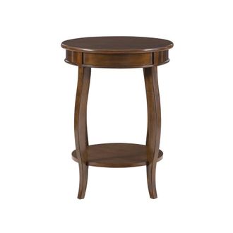 Powell Hazelnut Round Table with shelf