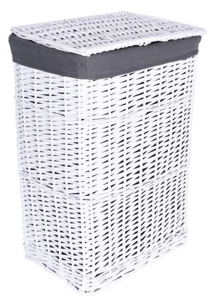 OEM Cesta De Mimbre De 40x30x60 Cm - 72l - Blanca Y Gris