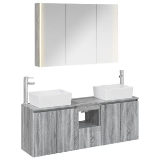 vidaXL Juego De Muebles De Ba&ntilde;o 4 Uds. Sonoma Gris Vidaxl