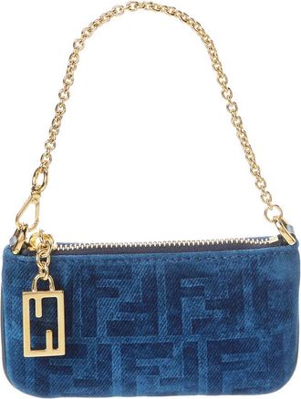 Fendi Fendi Baguette Mini Flocked Denim Pouch