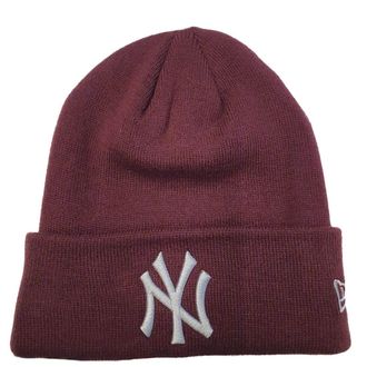New Era MLB New York Yankees League Essential Cuff Knit Beanie Maroon/Grey, brown